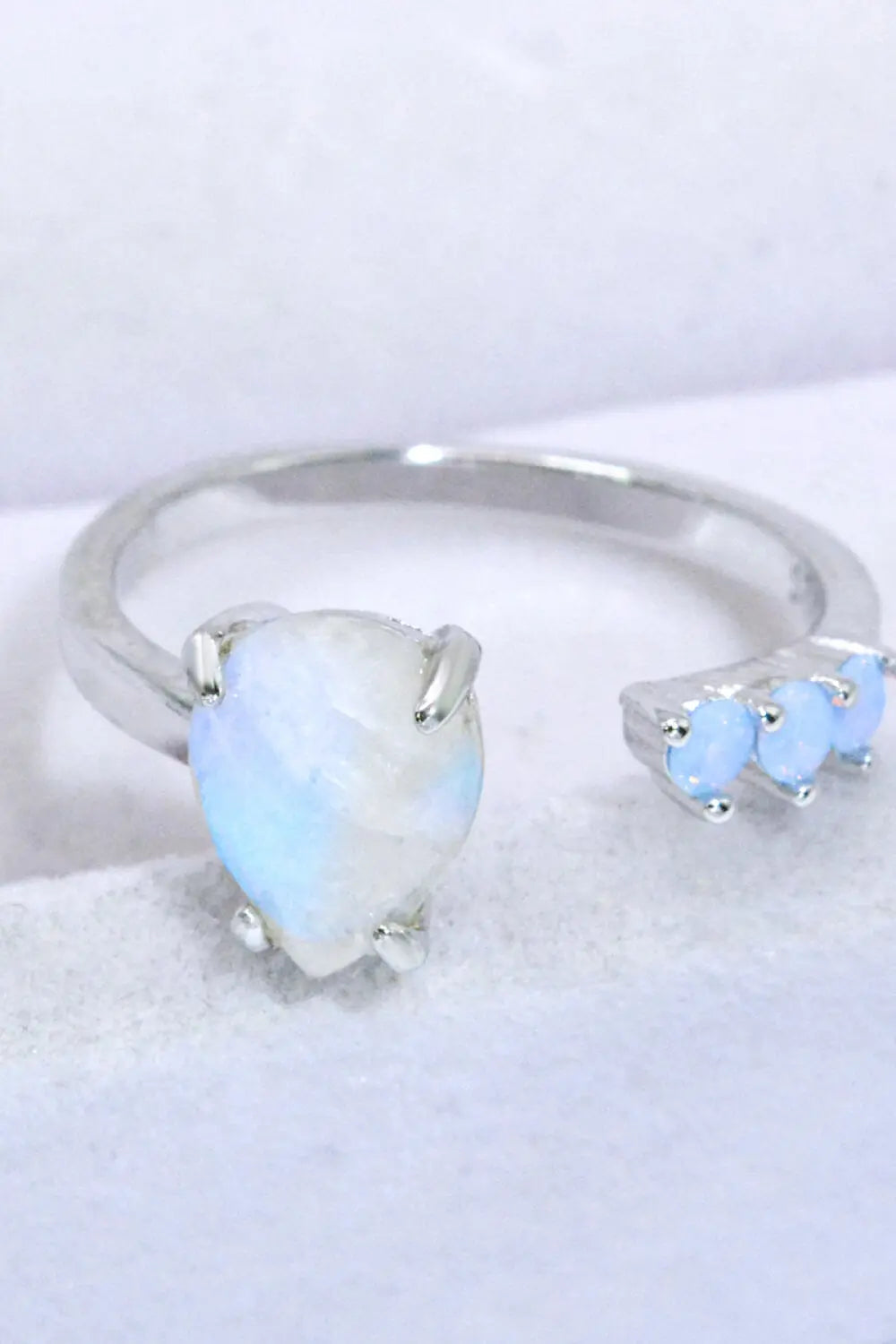Lovcia 18K Rose Gold-Plated Moonstone Open Ring-Rings-Silver-One Size-Silver