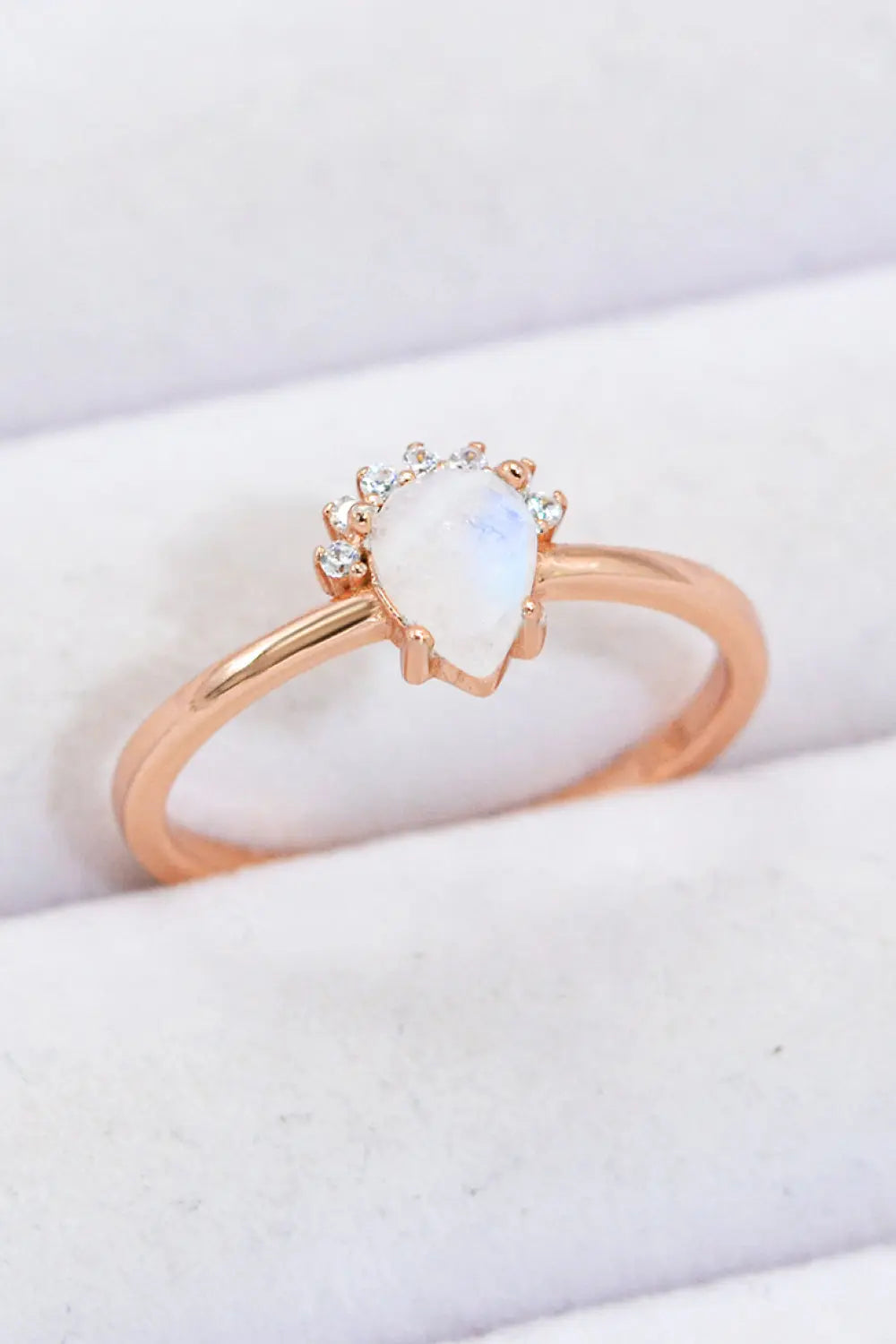 Lovcia 18K Rose Gold-Plated Pear Shape Natural Moonstone Ring-Rings-Rose Gold-6-Rose Gold