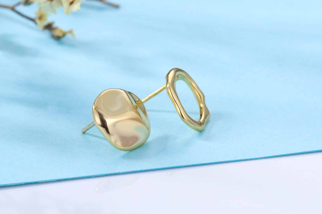 Lovcia 18K Yellow Gold Plated 925 Silver Stud Earrings 13mm-Earrings-Yellow Gold-Yellow Gold