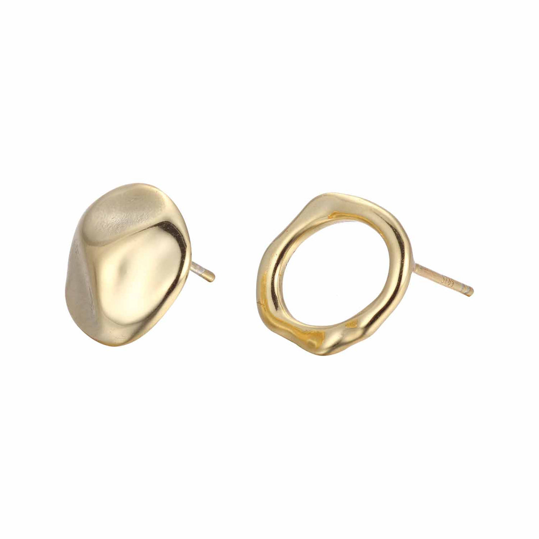 Lovcia 18K Yellow Gold Plated 925 Silver Stud Earrings 13mm-Earrings-Yellow Gold-Yellow Gold