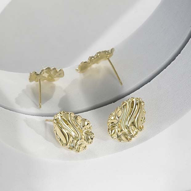 Lovcia 18mm Stud Earrings 14K Gold Plated 925 Silver-Earrings-Yellow Gold-Yellow Gold