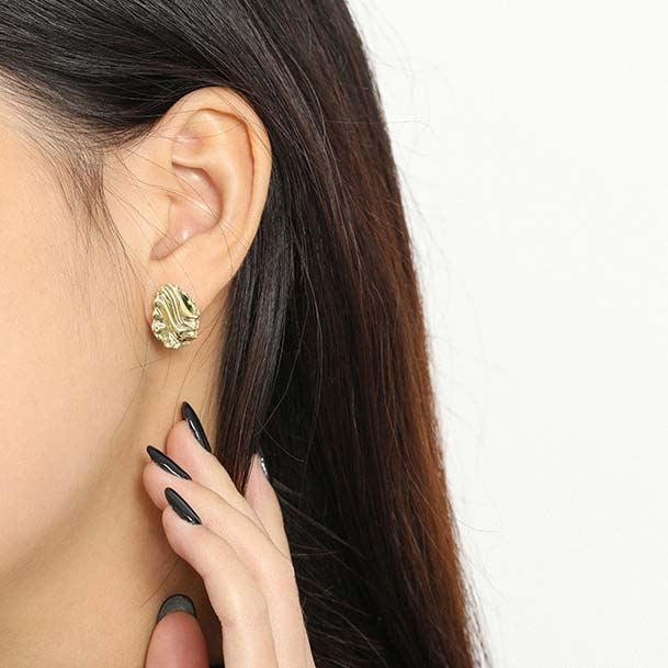 Lovcia 18mm Stud Earrings 14K Gold Plated 925 Silver-Earrings-Yellow Gold-Yellow Gold