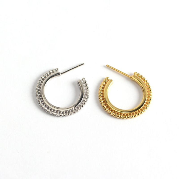 Lovcia 19.5mm Gold Plated Sterling Silver Hoop Earrings-Earrings-Silver-Silver