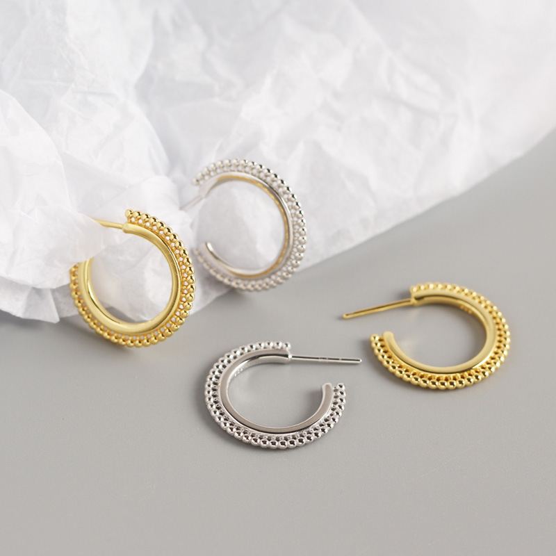 Lovcia 19.5mm Gold Plated Sterling Silver Hoop Earrings-Earrings-Silver-Silver