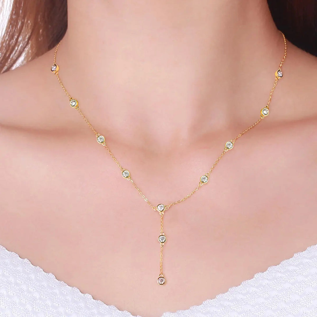 Lovcia 1.1 Carat Moissanite 925 Sterling Silver Necklace-Necklaces-Gold-One Size-Gold