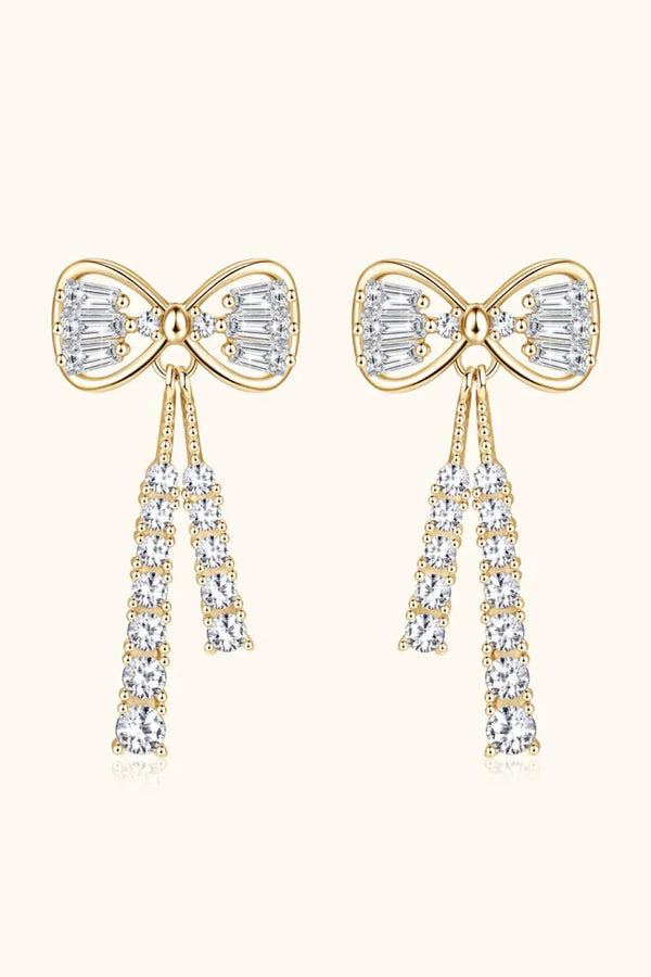 LOVCIA 1.12 Carat Moissanite 925 Sterling Silver Bow Earrings