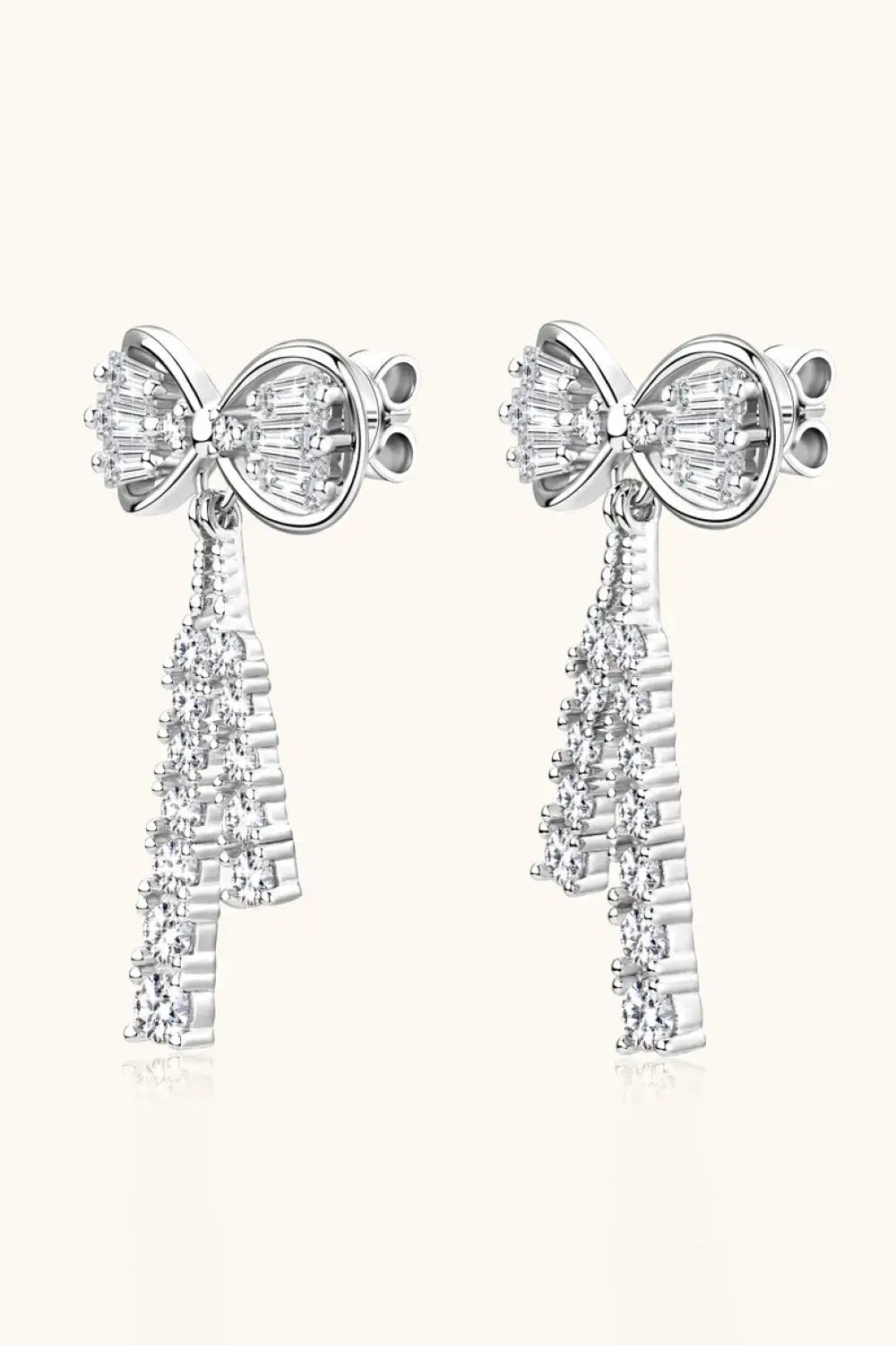 Lovcia 1.12 Carat Moissanite 925 Sterling Silver Bow Earrings-Earrings-Gold-One Size-Gold