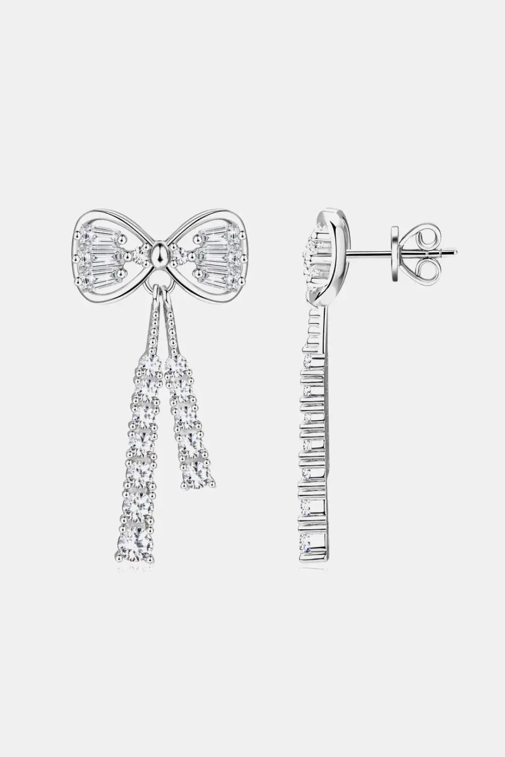 Lovcia 1.12 Carat Moissanite 925 Sterling Silver Bow Earrings-Earrings-Gold-One Size-Gold