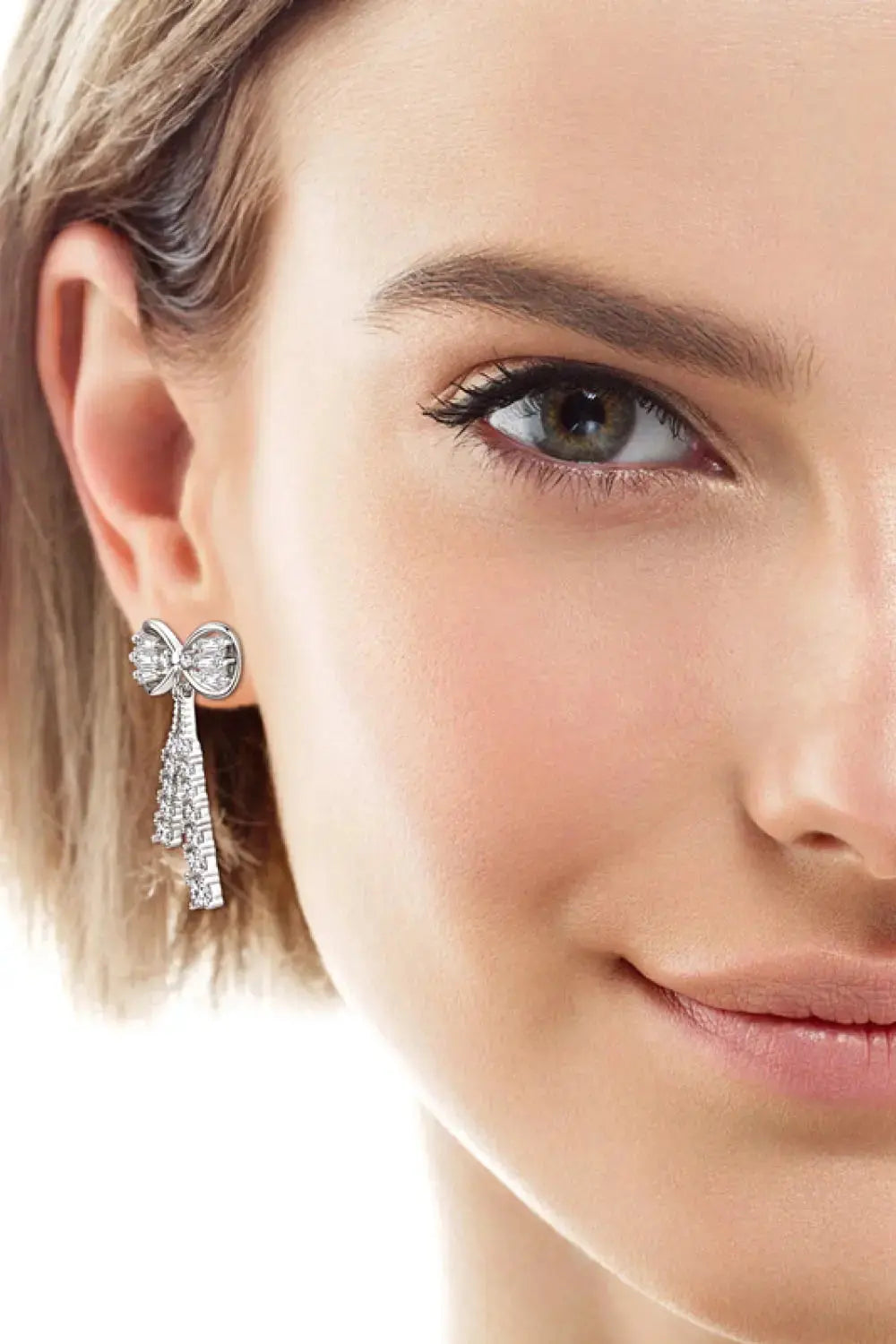 Lovcia 1.12 Carat Moissanite 925 Sterling Silver Bow Earrings-Earrings-Gold-One Size-Gold