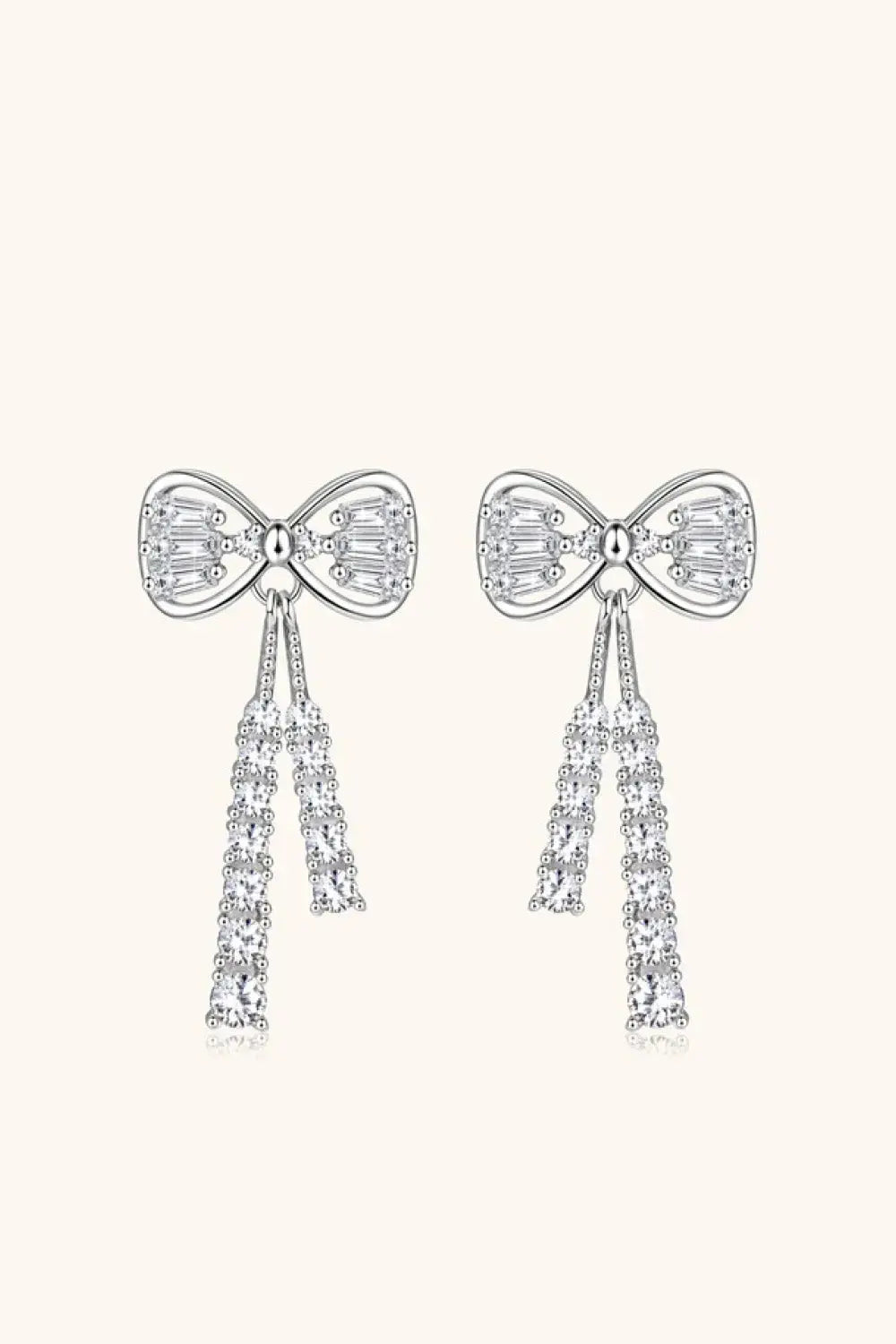 Lovcia 1.12 Carat Moissanite 925 Sterling Silver Bow Earrings-Earrings-Silver-One Size-Silver