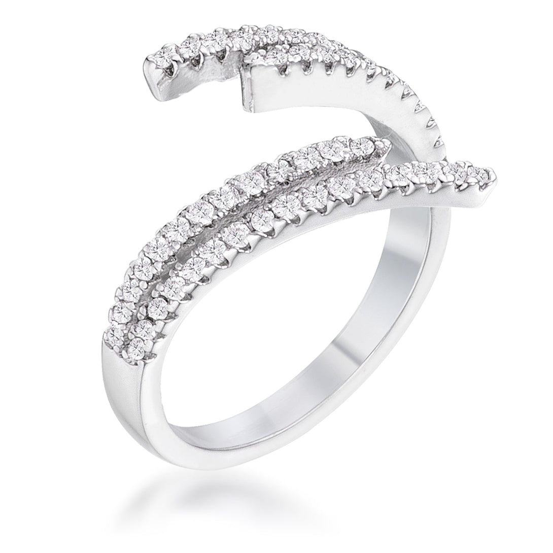 Lovcia 1.12Ct Elegant Rhodium-Plated CZ Twist Ring-Rings-5-5