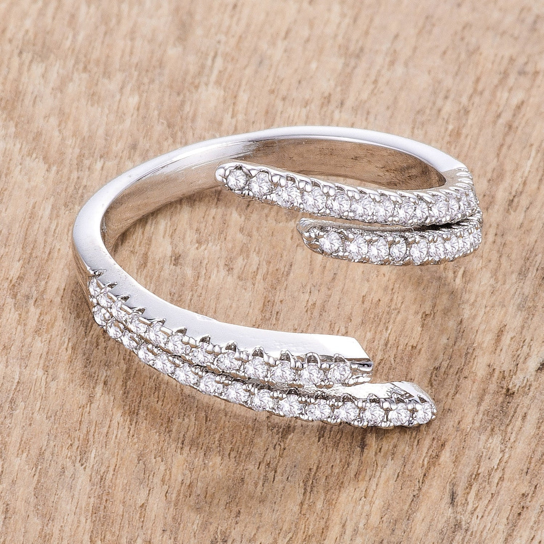 Lovcia 1.12Ct Elegant Rhodium-Plated CZ Twist Ring-Rings-5-5