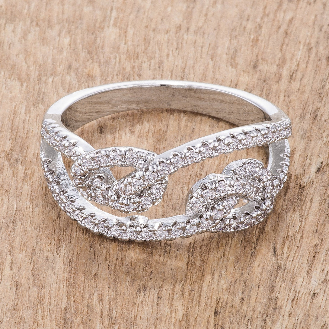 Lovcia 1.15Ct Rhodium Plated Cubic Zirconia Double Knot Pave Ring-Rings-5-5