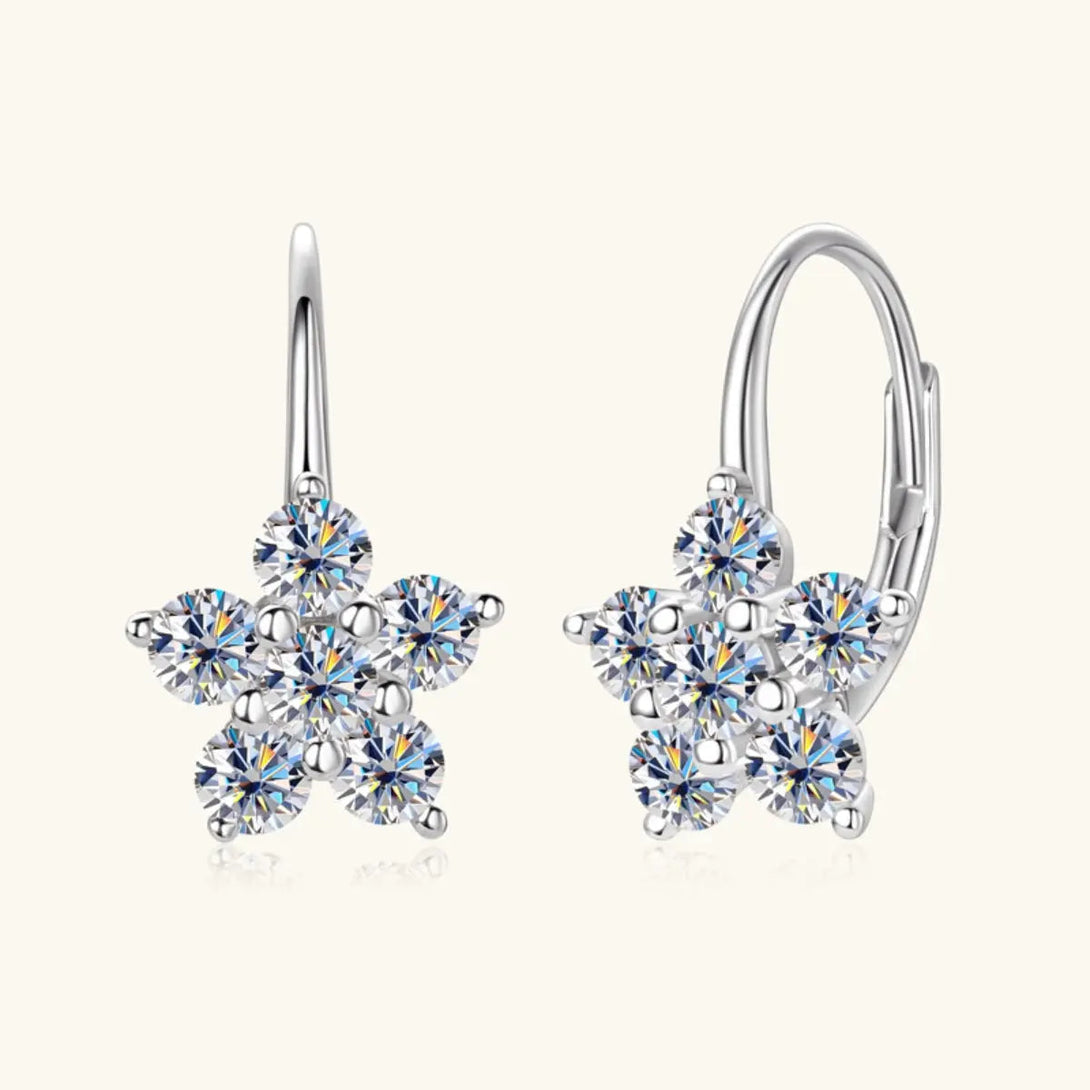 Lovcia 1.2 Carat 925 Sterling Silver Moissanite Flower Huggie Earrings-Earrings-Gold-One Size-Gold