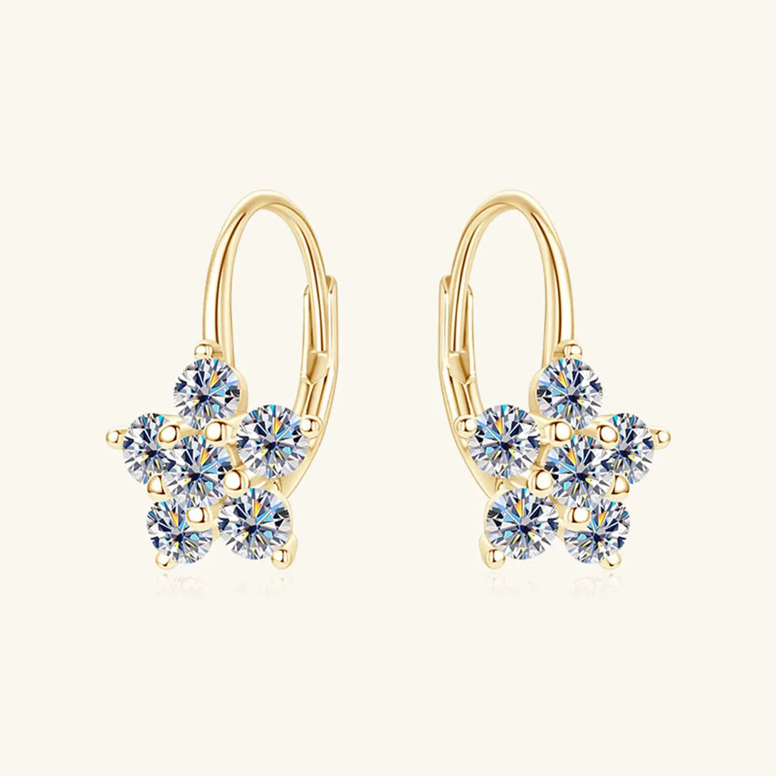 Lovcia 1.2 Carat 925 Sterling Silver Moissanite Flower Huggie Earrings-Earrings-Gold-One Size-Gold