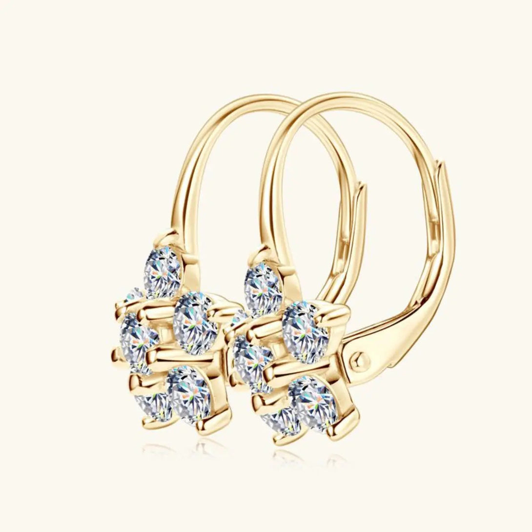 Lovcia 1.2 Carat 925 Sterling Silver Moissanite Flower Huggie Earrings-Earrings-Gold-One Size-Gold