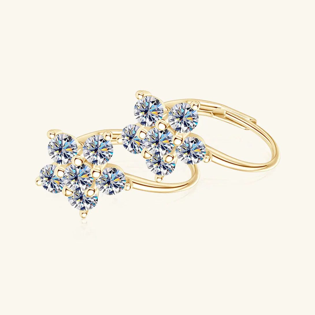 Lovcia 1.2 Carat 925 Sterling Silver Moissanite Flower Huggie Earrings-Earrings-Gold-One Size-Gold