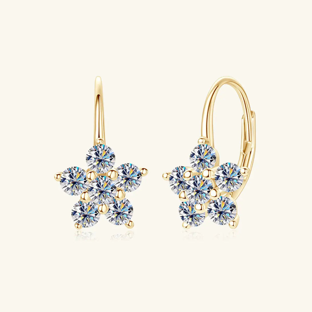 Lovcia 1.2 Carat 925 Sterling Silver Moissanite Flower Huggie Earrings-Earrings-Gold-One Size-Gold