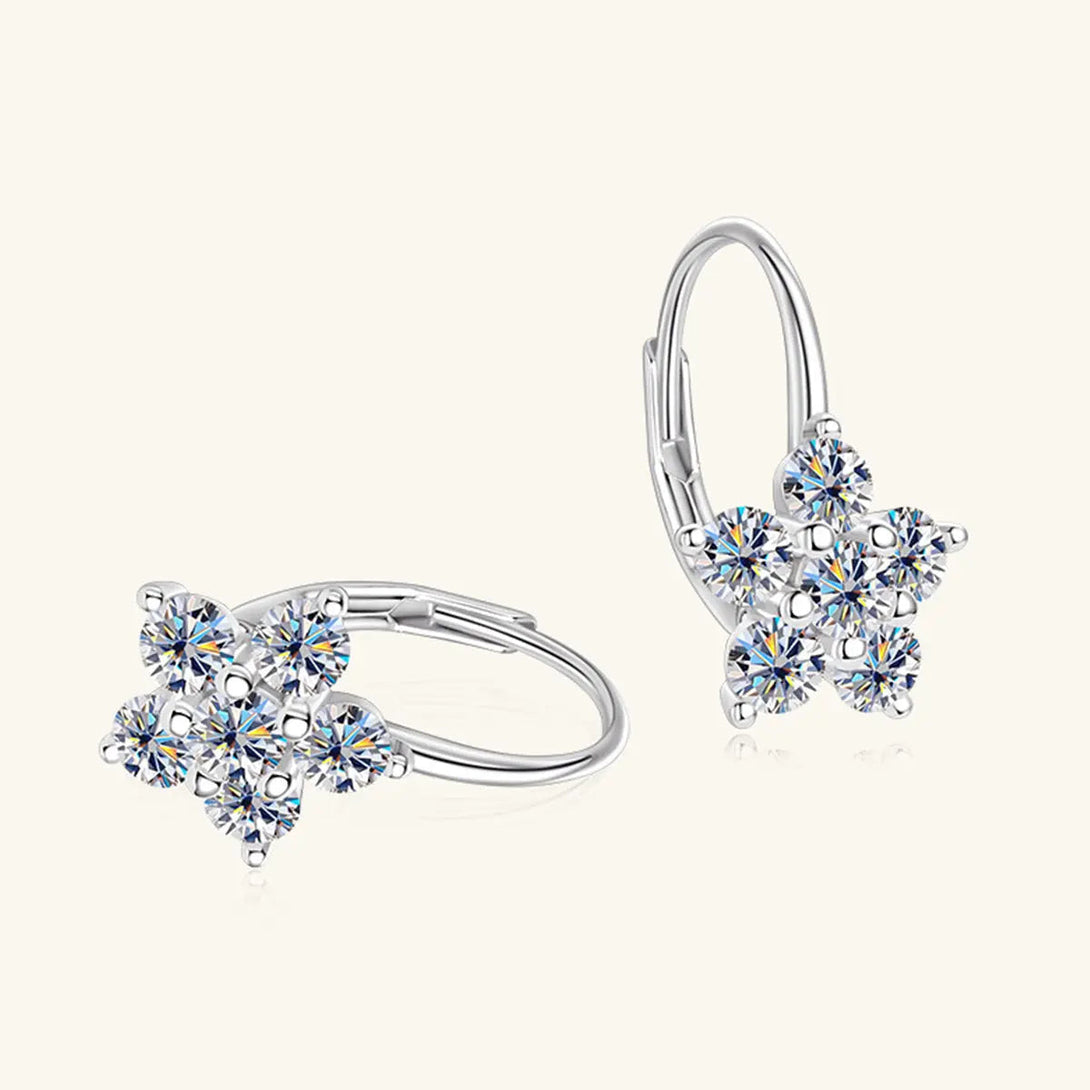 Lovcia 1.2 Carat 925 Sterling Silver Moissanite Flower Huggie Earrings-Earrings-Gold-One Size-Gold
