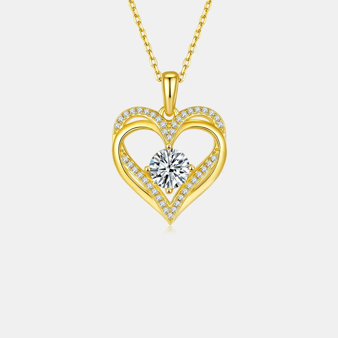 Lovcia 1.2 Carat Moissanite 925 Sterling Silver Heart Necklace-Necklaces-Gold-One Size-Gold