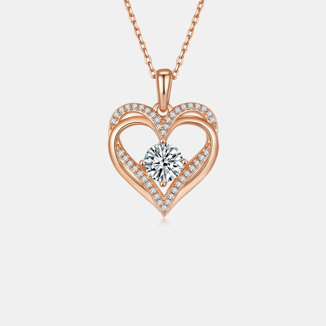 Lovcia 1.2 Carat Moissanite 925 Sterling Silver Heart Necklace-Necklaces-Gold-One Size-Gold