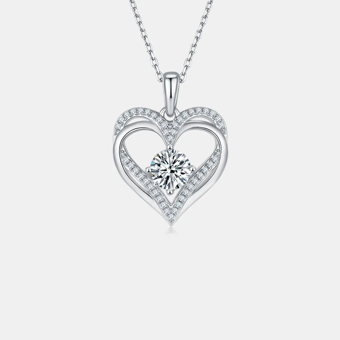 Lovcia 1.2 Carat Moissanite 925 Sterling Silver Heart Necklace-Necklaces-Gold-One Size-Gold