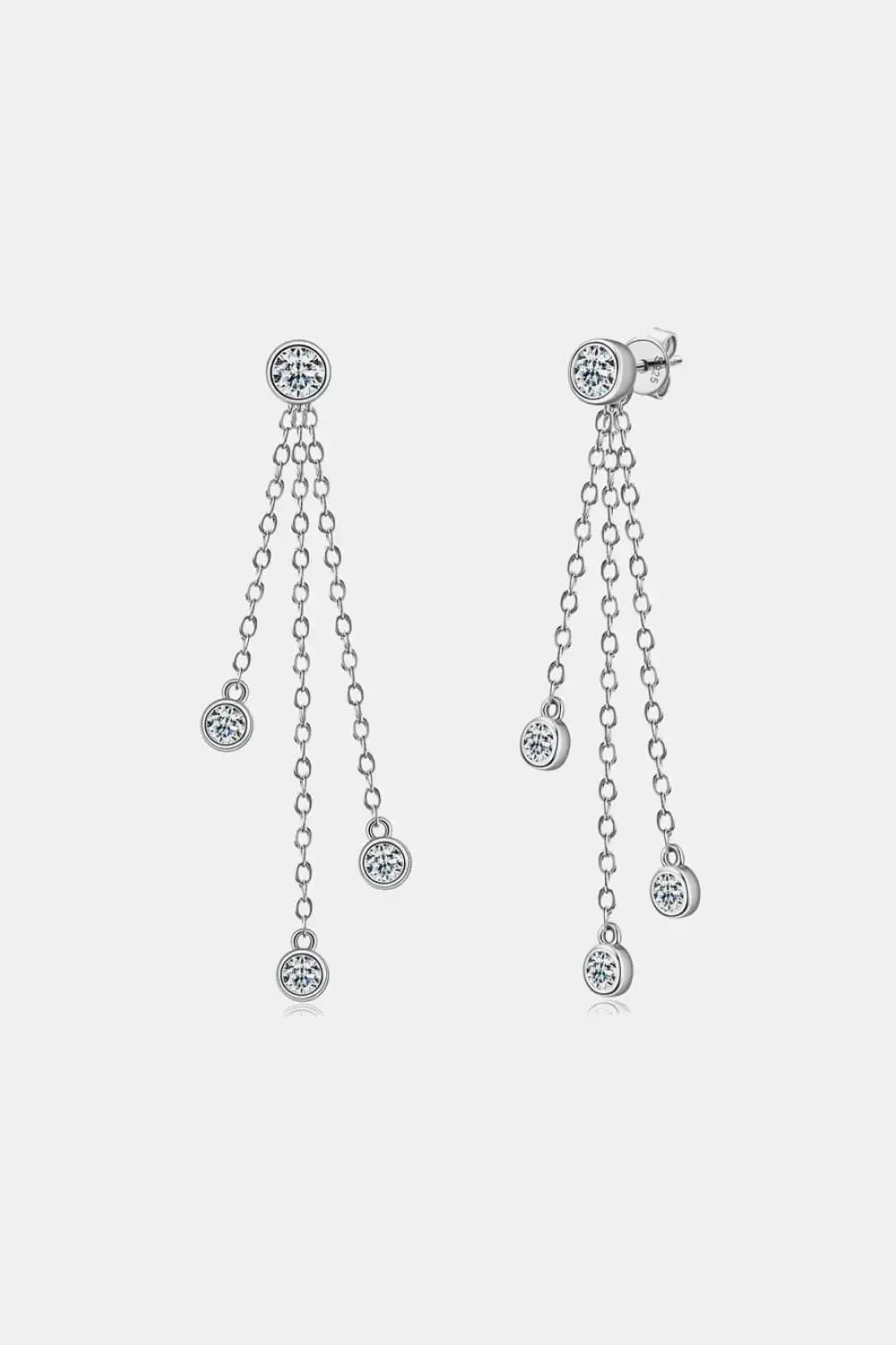 Lovcia 1.2 Carat Moissanite Layered Chain Earrings-Earrings-Gold-One Size-Gold