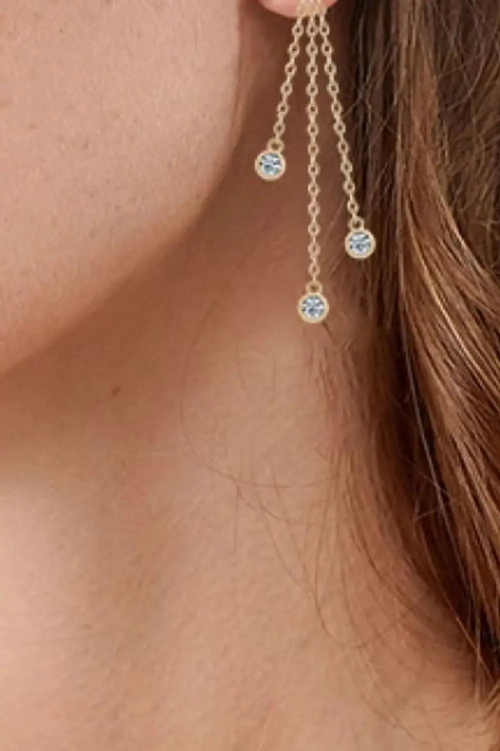 Lovcia 1.2 Carat Moissanite Layered Chain Earrings-Earrings-Gold-One Size-Gold