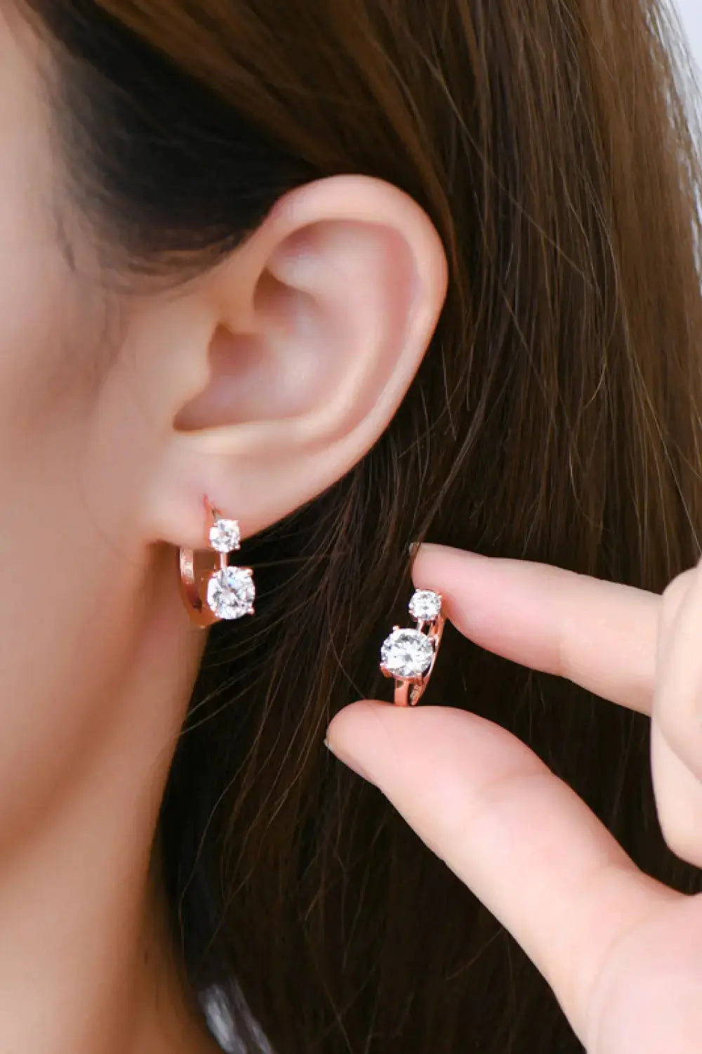 Lovcia 1.3 Carat Moissanite 925 Sterling Silver Earrings-Earrings-Rose Gold-One Size-Rose Gold