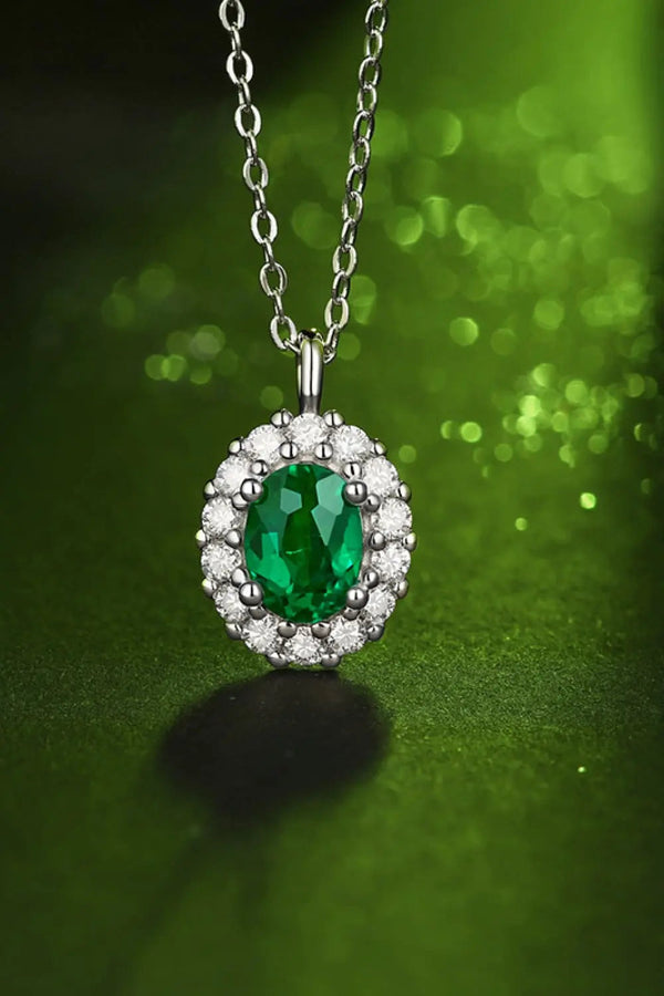 Lovcia 1.5 Carat Lab-Grown Emerald 925 Sterling Silver Necklace-Necklaces-Mid Green-One Size-Mid Green