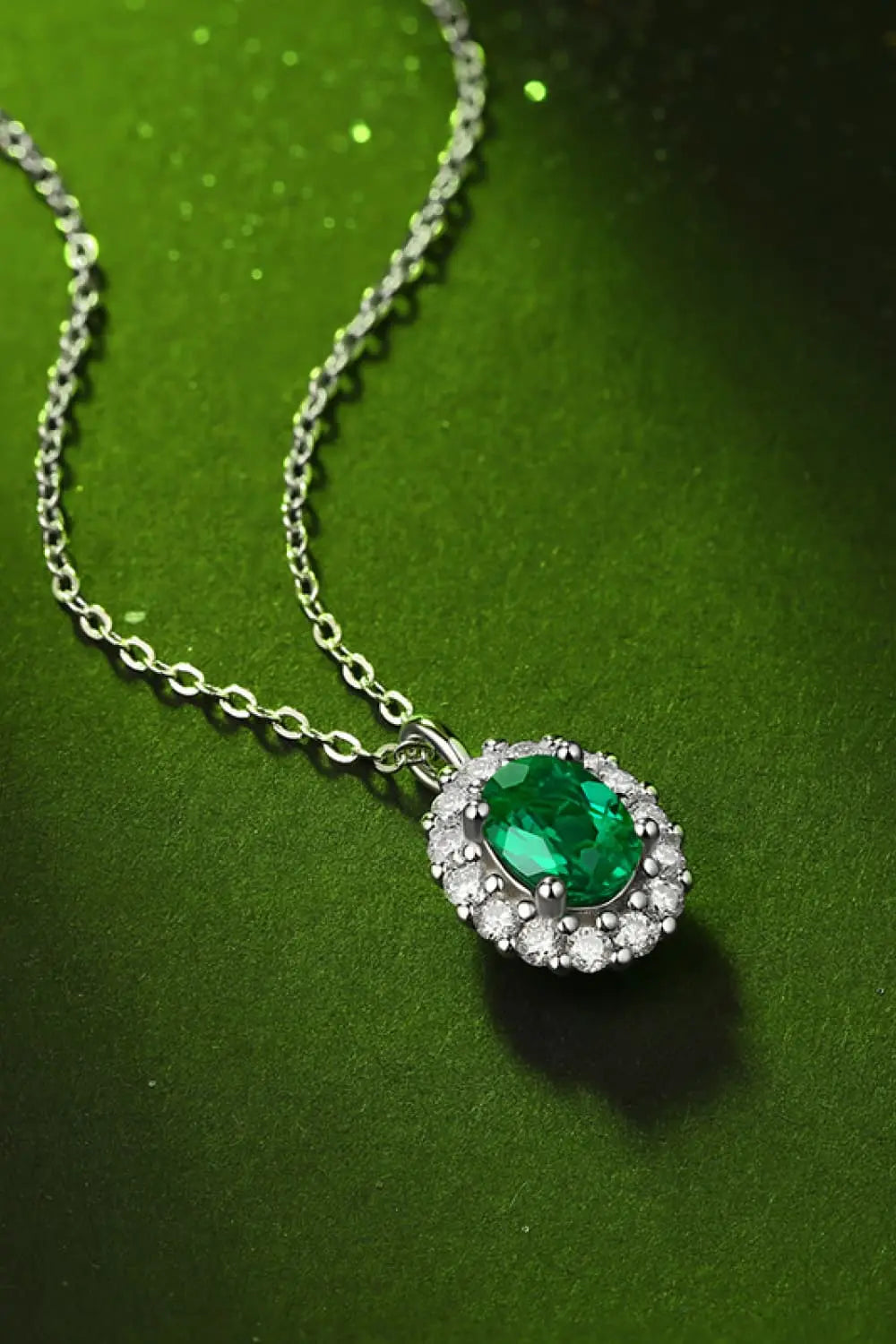 Lovcia 1.5 Carat Lab-Grown Emerald 925 Sterling Silver Necklace-Necklaces-Mid Green-One Size-Mid Green