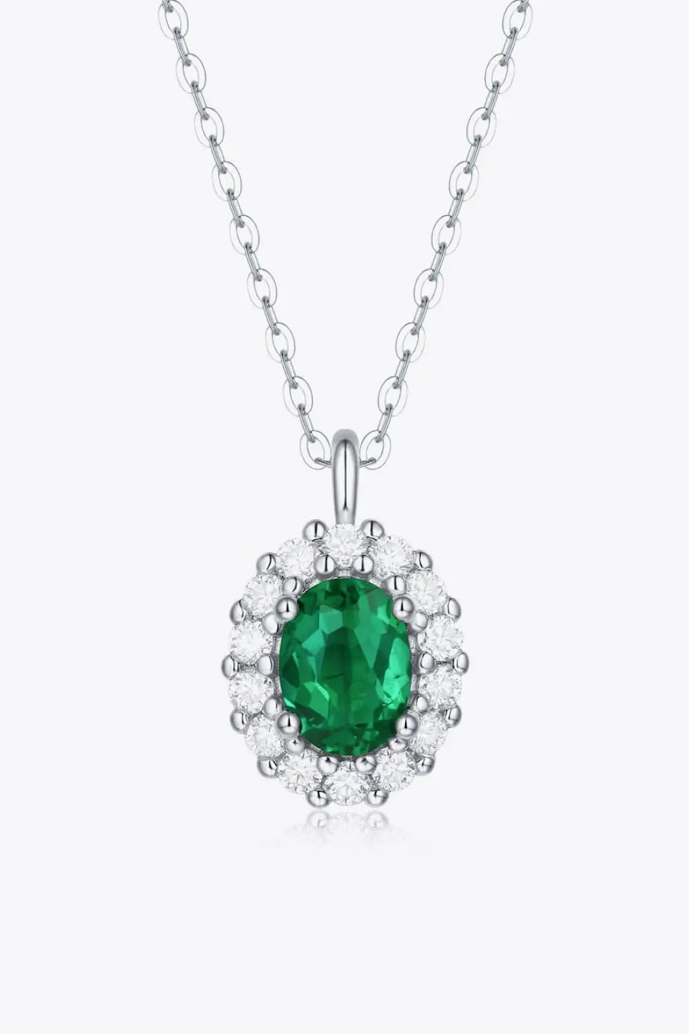 Lovcia 1.5 Carat Lab-Grown Emerald 925 Sterling Silver Necklace-Necklaces-Mid Green-One Size-Mid Green