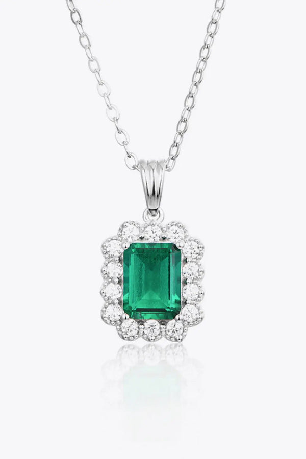 Lovcia 1.5 Carat Lab-Grown Emerald Pendant 925 Sterling Silver Necklace-Necklaces-Mid Green-One Size-Mid Green