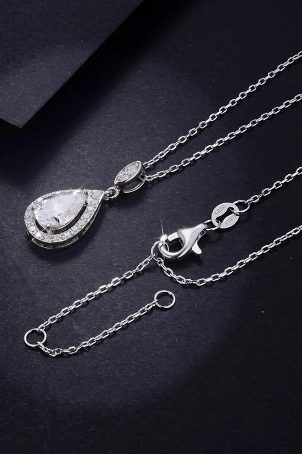 Lovcia 1.5 Carat Moissanite 925 Sterling Silver Teardrop Necklace-Necklaces-Silver-One Size-Silver