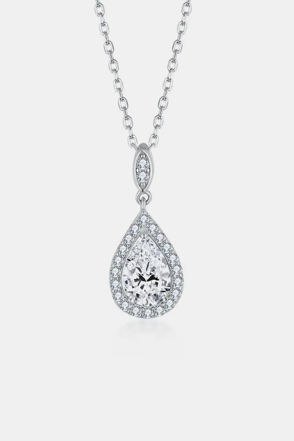 Lovcia 1.5 Carat Moissanite 925 Sterling Silver Teardrop Necklace-Necklaces-Silver-One Size-Silver