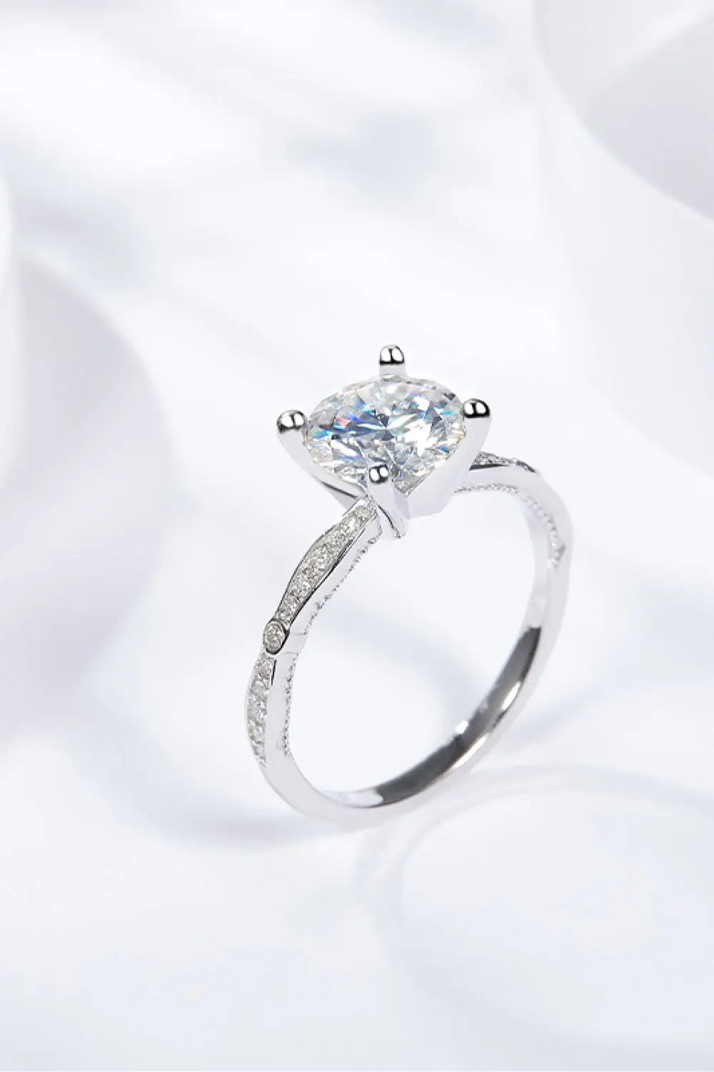 Lovcia 1.5 Carat Moissanite Side Stone Ring-Rings-Silver-5-Silver