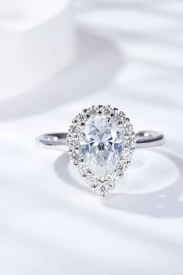 Lovcia 1.5 Carat Moissanite Teardrop Ring-Rings-Silver-5-Silver