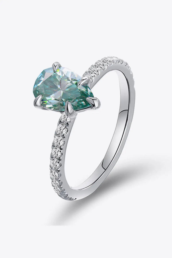 Lovcia 1.5 Carat Teardrop Shape Moissanite 925 Sterling Silver Ring-Rings-Teal-5-Teal