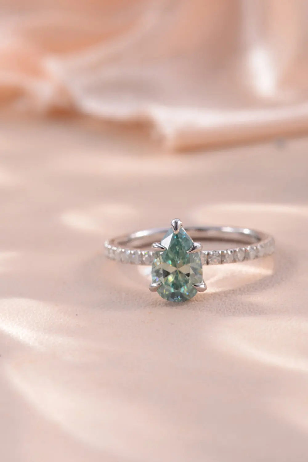 Lovcia 1.5 Carat Teardrop Shape Moissanite 925 Sterling Silver Ring-Rings-Teal-5-Teal