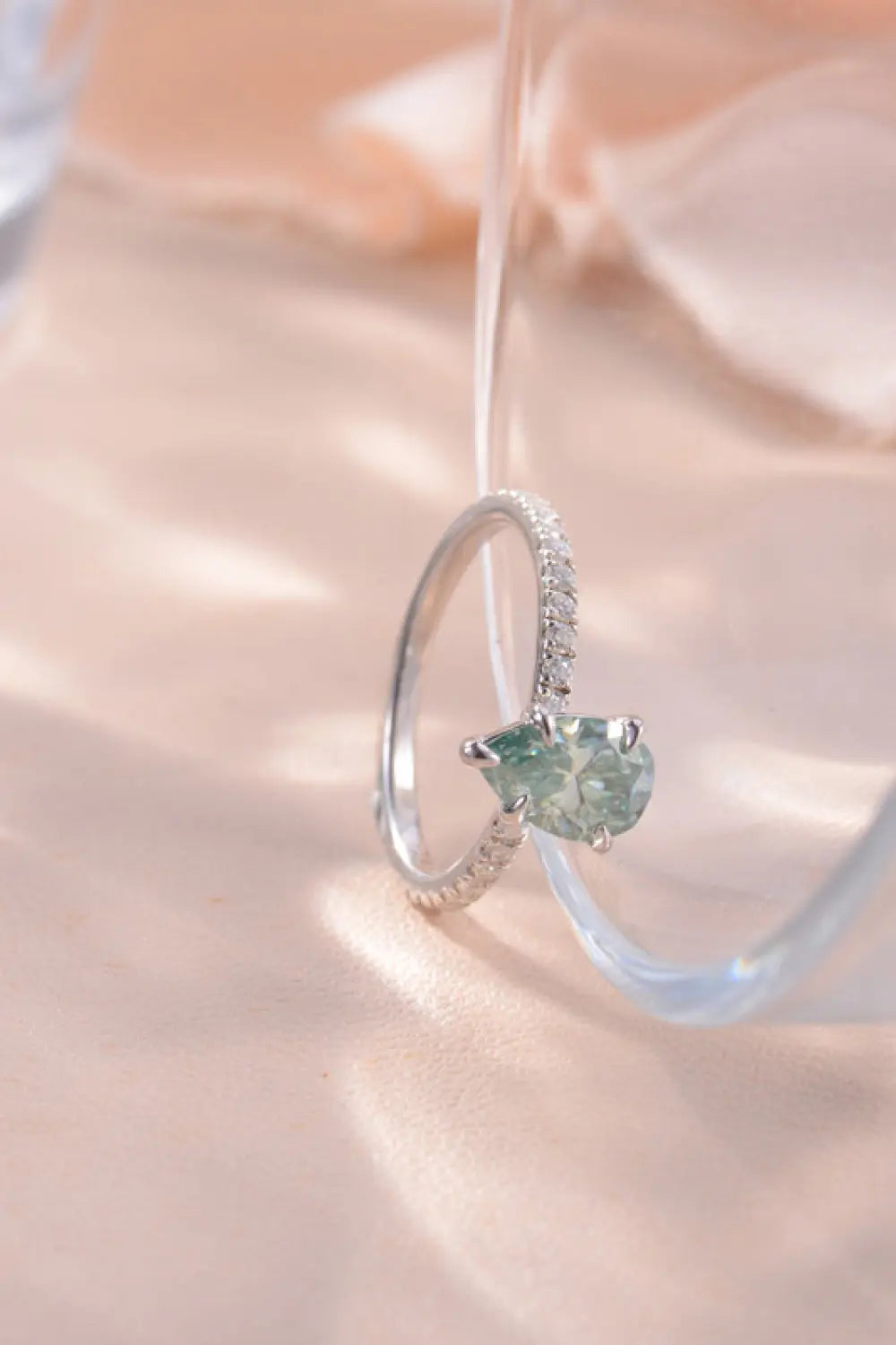 Lovcia 1.5 Carat Teardrop Shape Moissanite 925 Sterling Silver Ring-Rings-Teal-5-Teal