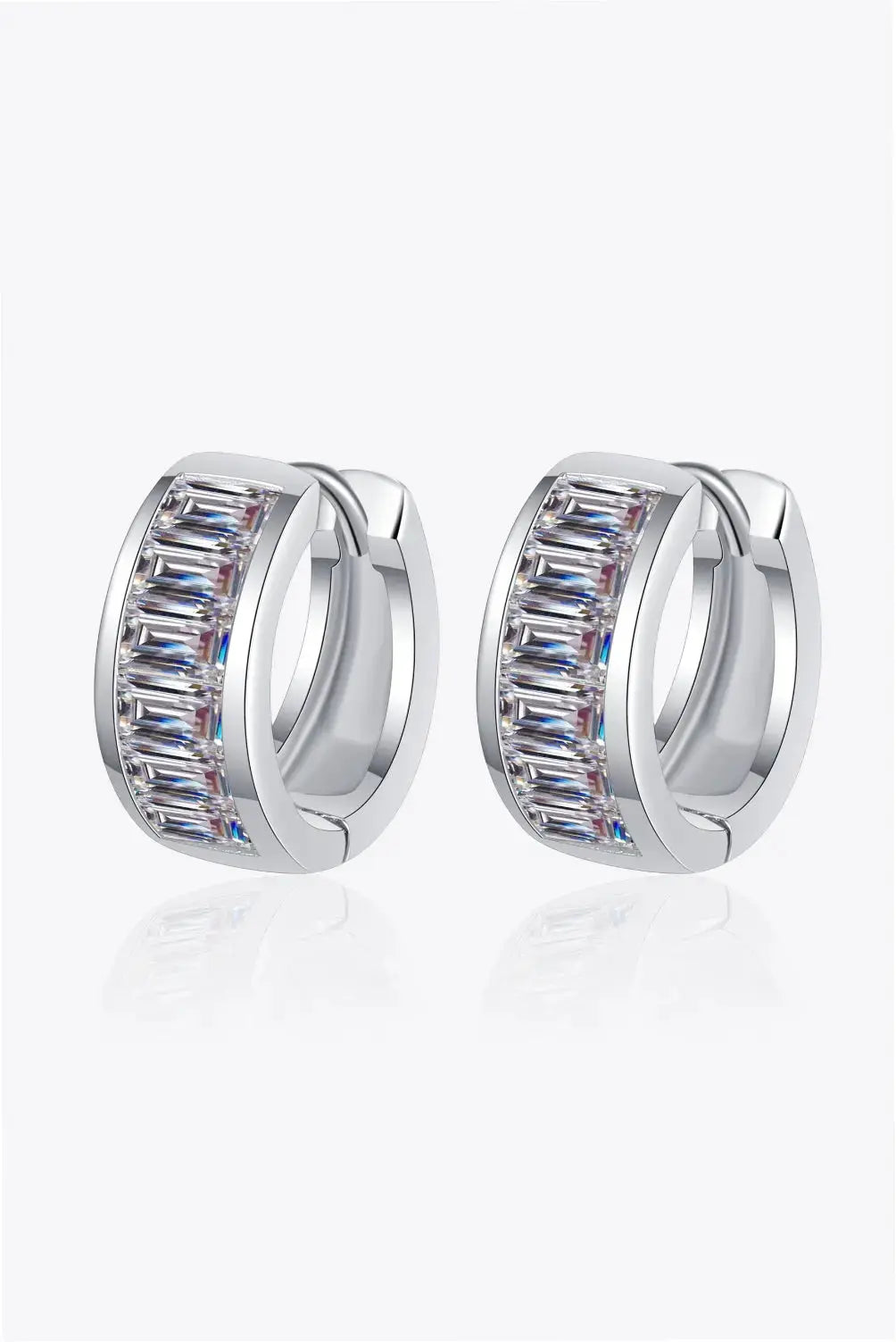 Lovcia 1.8 Carat Moissanite 925 Sterling Silver Huggie Earrings-Earrings-Silver-One Size-Silver
