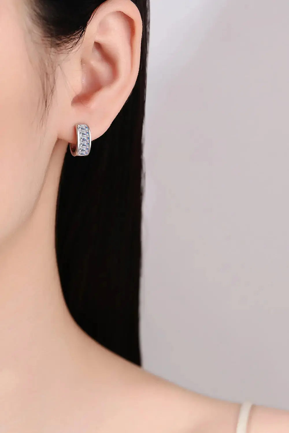 Lovcia 1.8 Carat Moissanite 925 Sterling Silver Huggie Earrings-Earrings-Silver-One Size-Silver