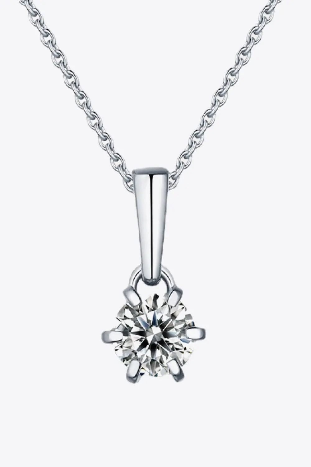 Lovcia 2 Carat 6-Prong Moissanite Pendant Necklace-Necklaces-Silver-One Size-Silver
