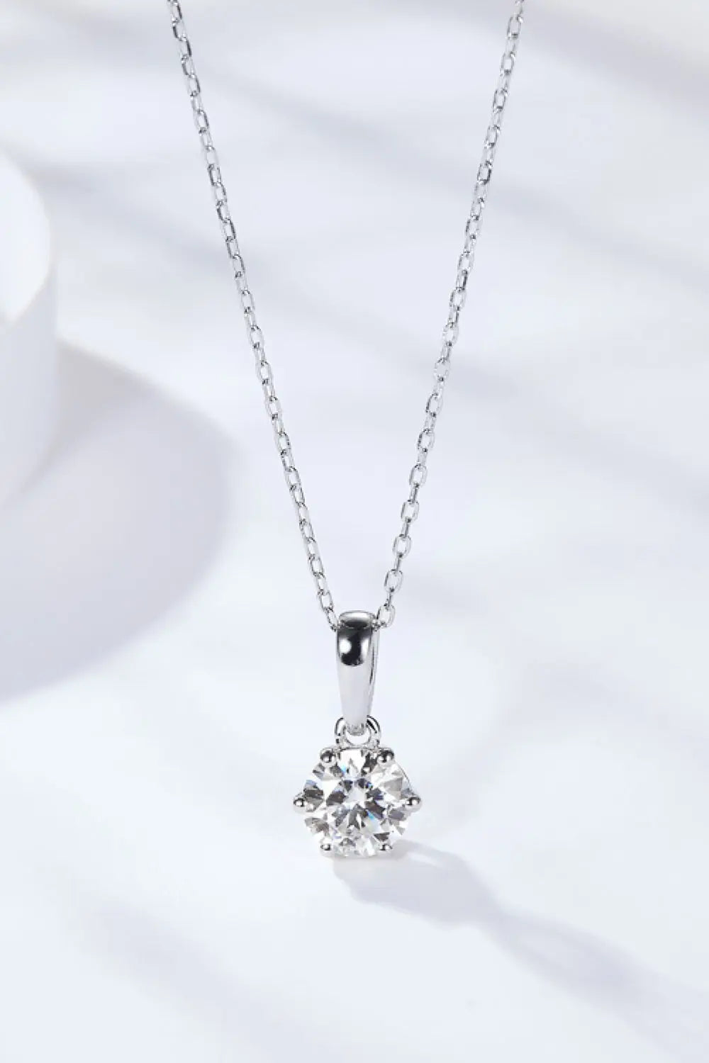 Lovcia 2 Carat 6-Prong Moissanite Pendant Necklace-Necklaces-Silver-One Size-Silver