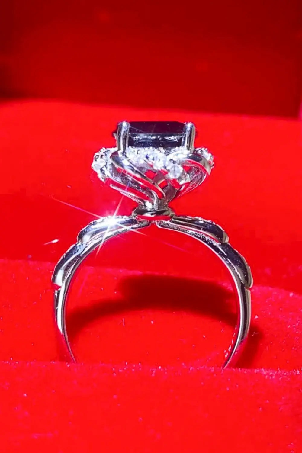 Lovcia 2 Carat Black Moissanite Floral Ring-Rings-Black-4.5-Black