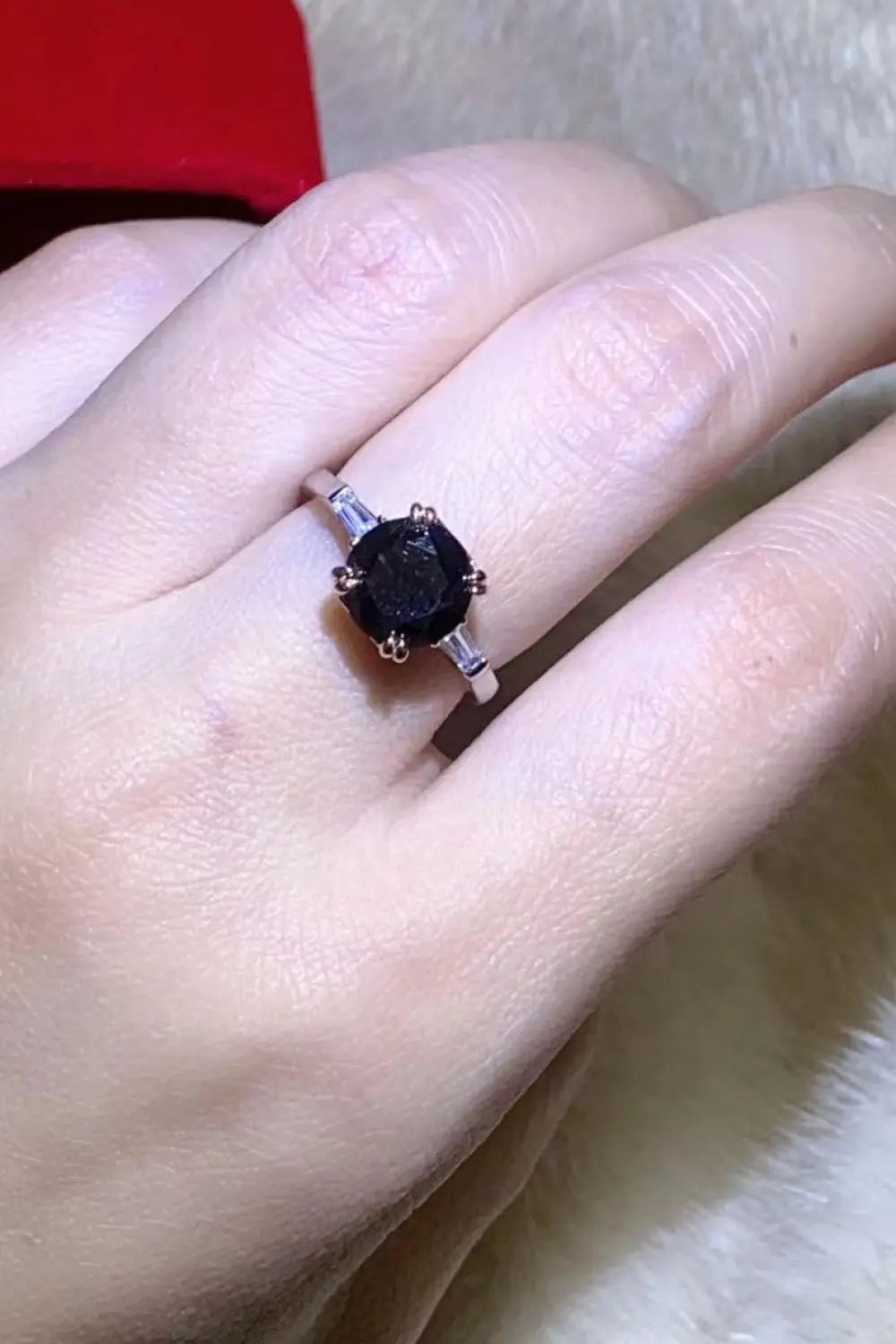 Lovcia 2 Carat Black Moissanite Platinum-Plated Ring-Rings-Black-4.5-Black