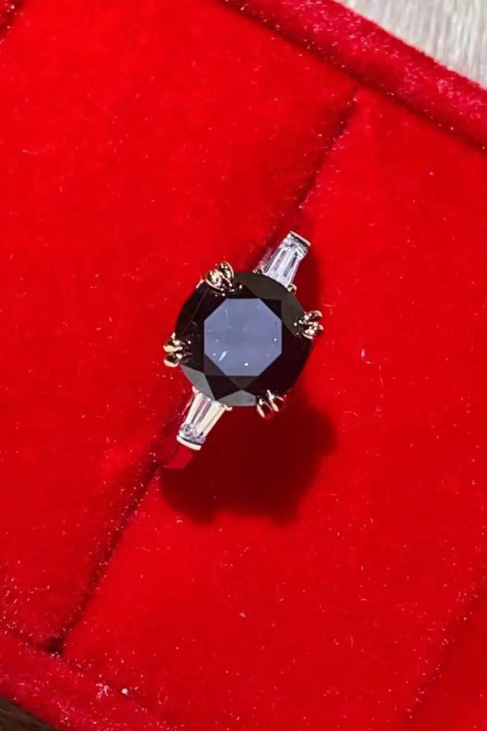 Lovcia 2 Carat Black Moissanite Platinum-Plated Ring-Rings-Black-4.5-Black