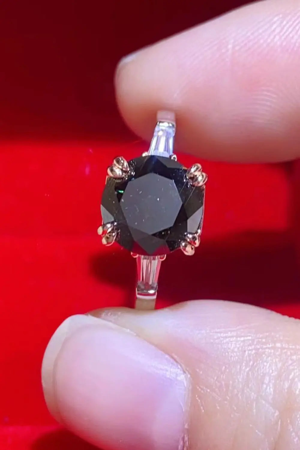 Lovcia 2 Carat Black Moissanite Platinum-Plated Ring-Rings-Black-4.5-Black