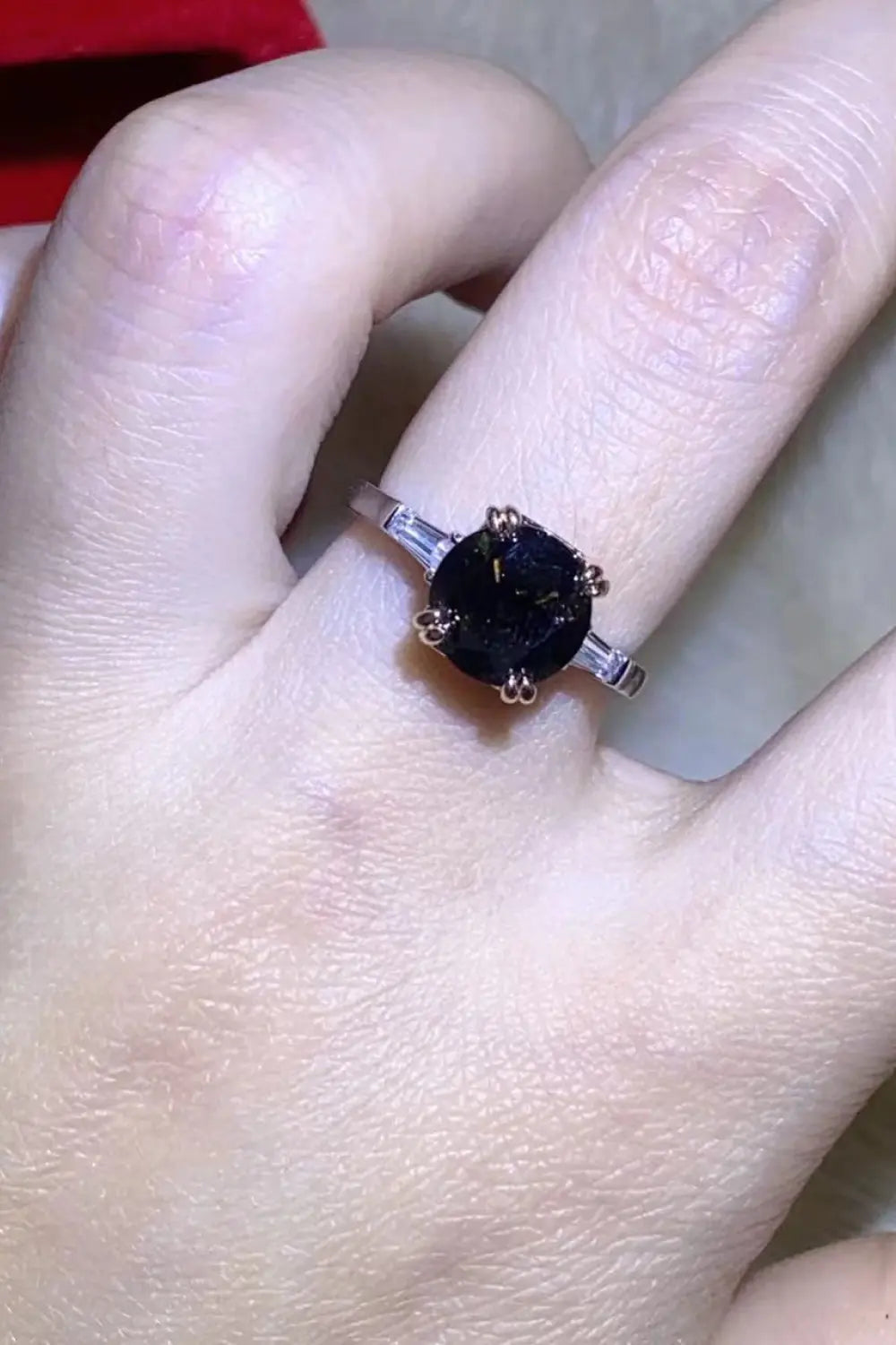 Lovcia 2 Carat Black Moissanite Platinum-Plated Ring-Rings-Black-4.5-Black