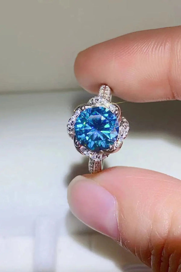 Lovcia 2 Carat Cobalt Blue Moissanite 925 Sterling Silver Ring-Rings-Cobalt Blue-5-Cobalt Blue